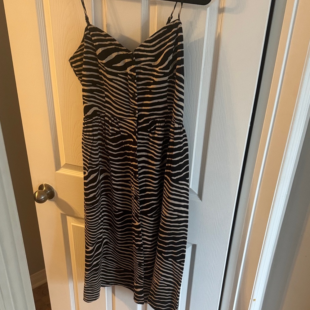 H&M Strapless Zebra Print Dress - Black and White
